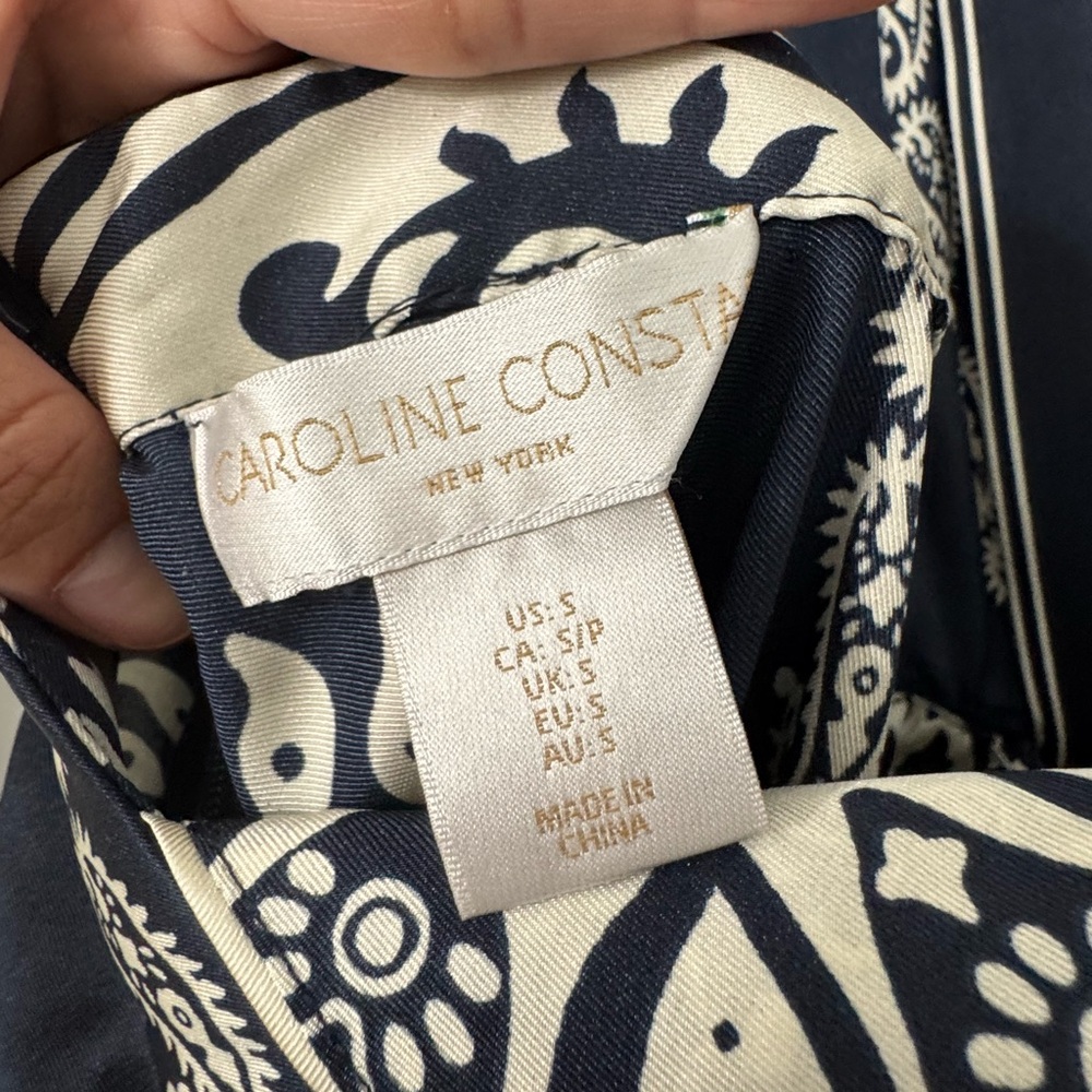 Caroline Constas Navy and Cream Patterned Design